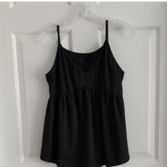 Spring Top Black Knit Camisole Spaghetti Strap Tank Top Large Cami - Picture 4 of 9